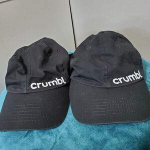Lot Of 2 Crumbl Cookies Hat Cap Adjustable Strap Black Employee Logo Spellout